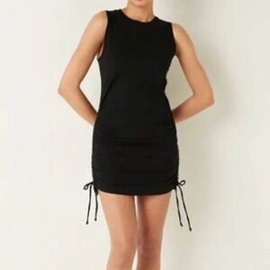 Abercrombie and Fitch Black Sleeveless Tie Cinched Dress
